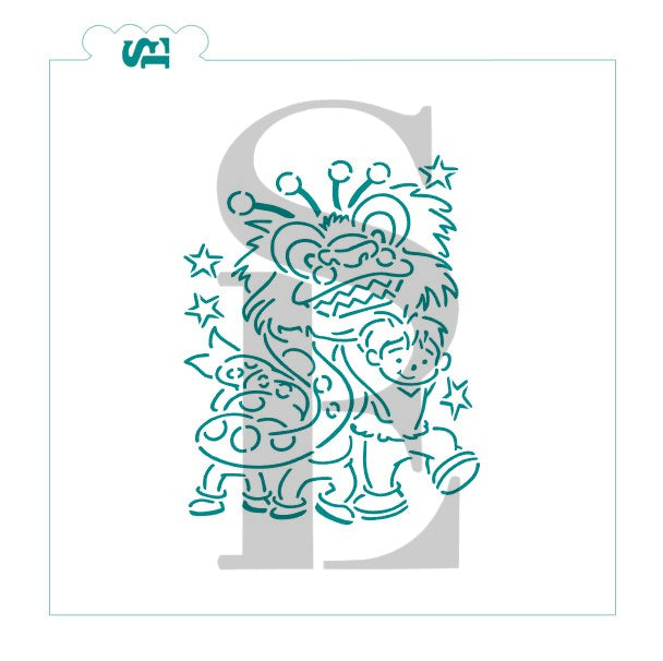 Lunar / Chinese New Year Child and Dragon PYO Stencil for Cookies, Cakes & Culinary