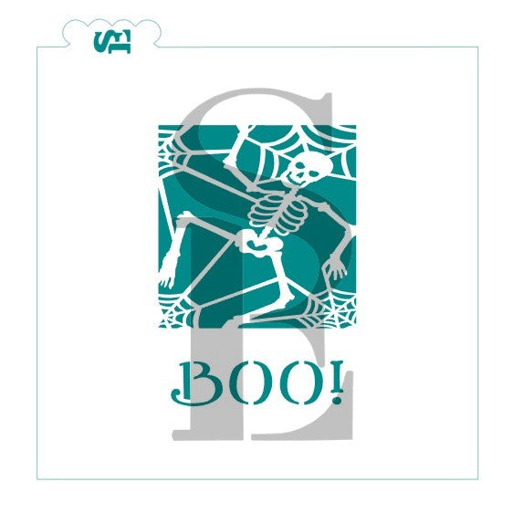 Halloween Skeleton Reverse / Boo! Stencil Splits for Cookies, Cakes & Culinary