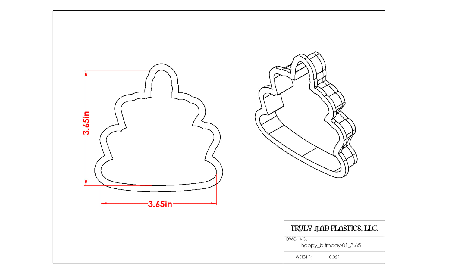 Happy Birthday Cake #2 Digital Design Cookie Stencil