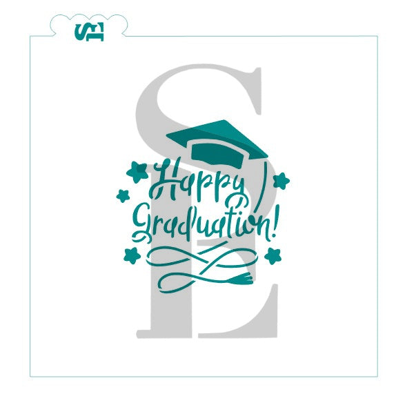 Happy Graduation w/ Cap & Cord Digital Download Cookie Stencil