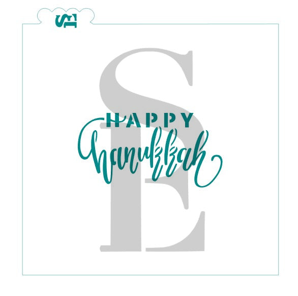 Happy Hanukkah Hand-Lettered Stencil for Cookies, Cakes & Culinary