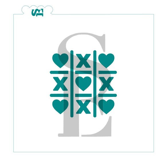 Valentine's Tic-Tac-Toe, Single or Layered Stencil