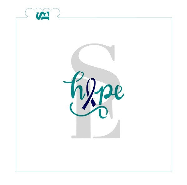HOPE Cancer Awareness Ribbon #2, Single or Layered Stencil for Cookies, Cakes & Culinary