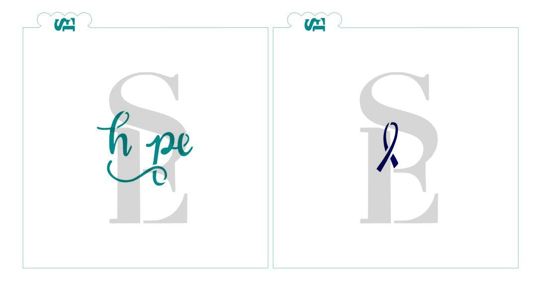 HOPE Cancer Awareness Ribbon #2, Single or Layered Stencil for Cookies, Cakes & Culinary