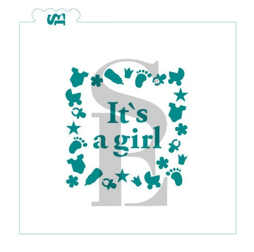 It's A Girl Baby Stencil for Cookies, Cakes & Culinary