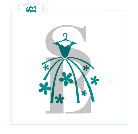 Floral Wedding Dress Digital Design Cookie Stencil