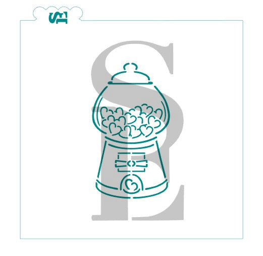 Valentine's Gumball Machine PYO & "I Chews You!" Bundle Digital Design Cookie Stencil