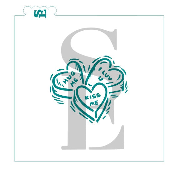 Valentine Conversation Hearts PYO Digital Design Cookie Stencil