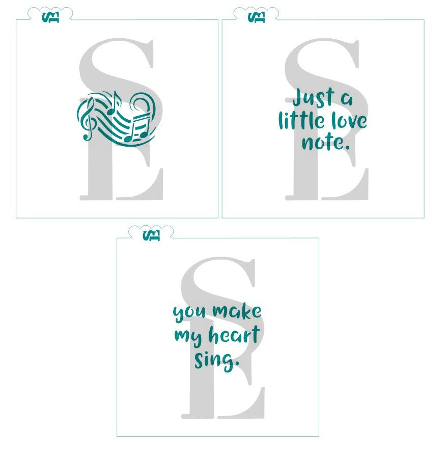 Music Notes Swirl, Just A Little Love Note and You Make My Heart Sign Bundle Digital Design Cookie Stencil