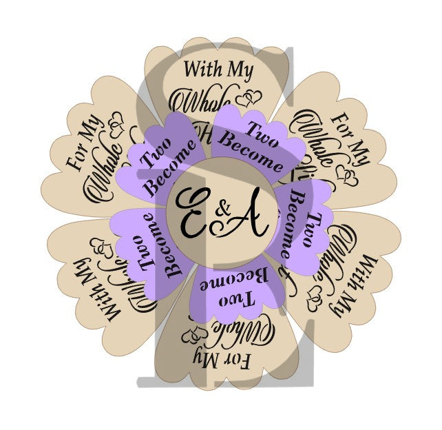 With My Whole Heart / For My Whole Life / Two Become One 3 pc Cookie Platter Stencil Digital Design