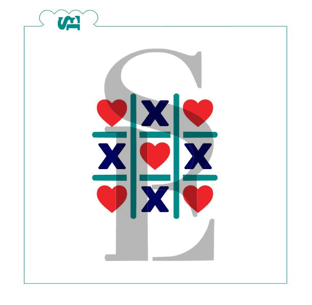 Valentine's Tic-Tac-Toe, Single or Layered Stencil
