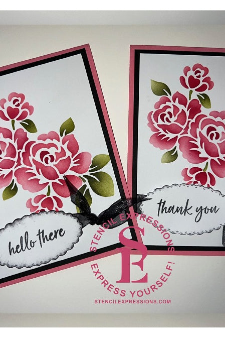 Roses Cluster 3-Layer Stencil Set Digital Design (CHOOSE Cookie or Craft Size)*