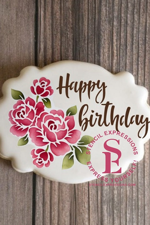 Roses Cluster 3-Layer Stencil Set Digital Design (CHOOSE Cookie or Craft Size)*