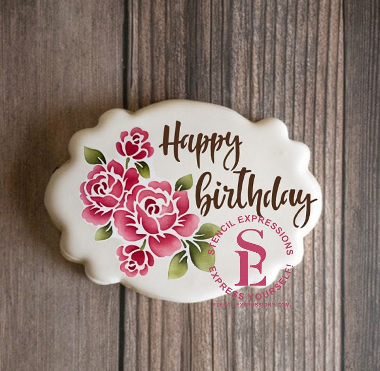 Roses Cluster 3-Layer Stencil Set Digital Design (CHOOSE Cookie or Craft Size)*