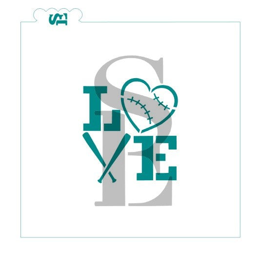 Baseball and Bats Love digital design stencil