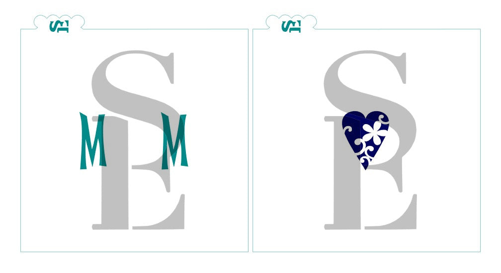 MOM with Ornate Heart, Single and Layered Digital Design Cookie Stencil
