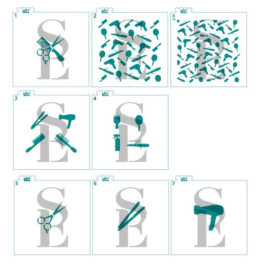 Beauty Salon Tools Bundle of 8 Digital Designs