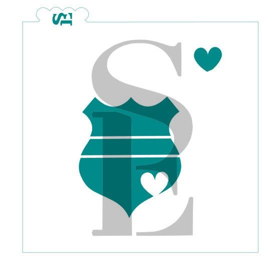 Police Shield Love, Single and Layered Digital Design Cookie Stencil