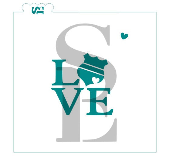 Police Shield Love, Single and Layered Digital Design Cookie Stencil
