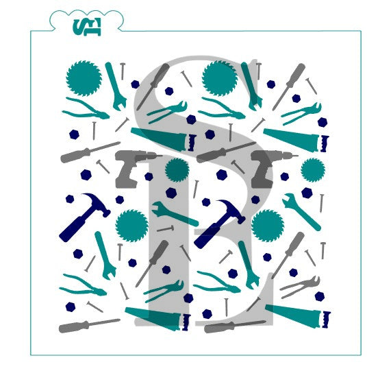 Tool Time Background Digital Design Cookie Stencil