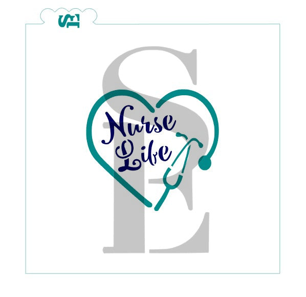 Nurse Life Heart, Single and Layered Digital Design Cookie Stencil