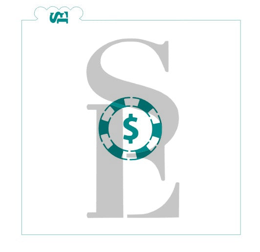 Casino Cards, Poker Chip and Suits Background Digital Design Cookie Stencil