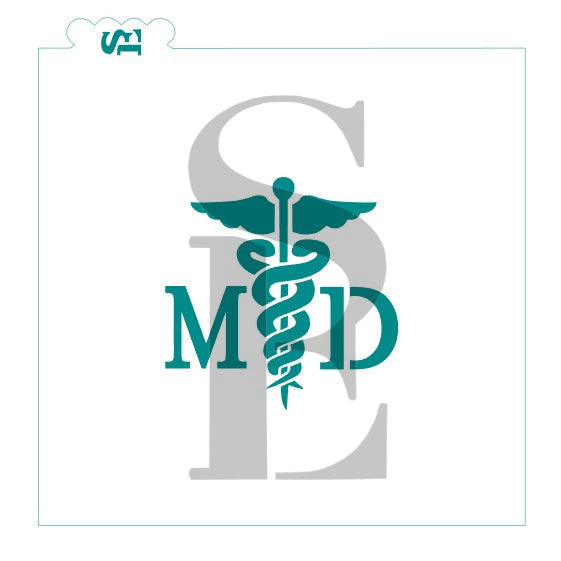 Medical Caduceus MD RN NP PA RM, Single and Layered Digital Design Cookie Stencil