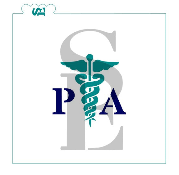 Medical Caduceus MD RN NP PA RM, Single and Layered Digital Design Cookie Stencil
