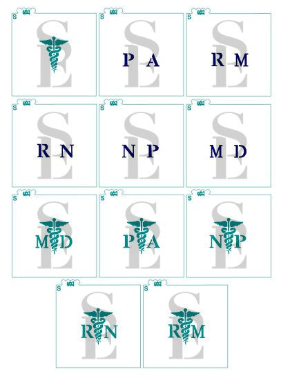 Medical Caduceus MD RN NP PA RM, Single and Layered Digital Design Cookie Stencil