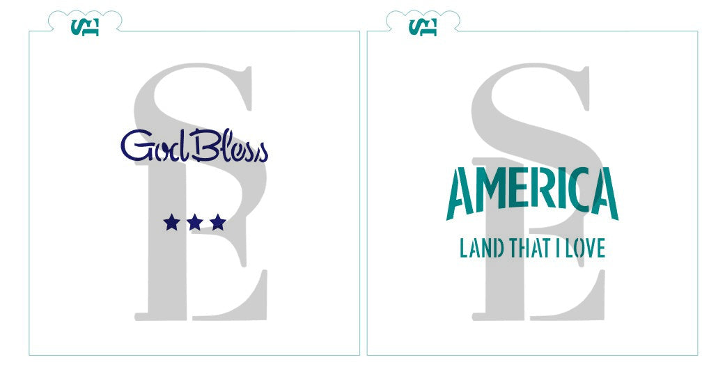 God Bless America, Single and Layered Digital Design Cookie Stencil
