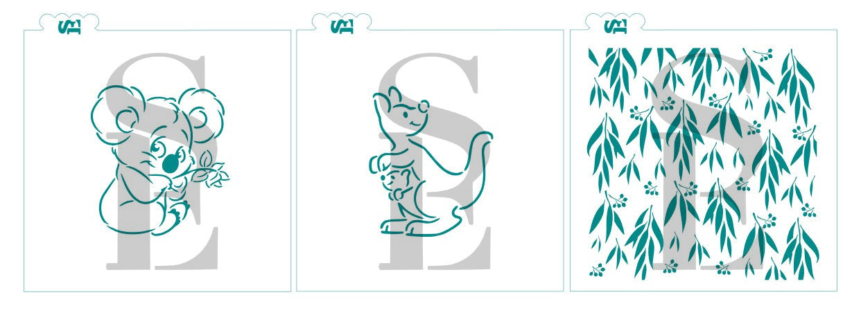 Down Under PYO Bundle Koala, Kangaroo, Gum Tree Digital Design cookie stencils