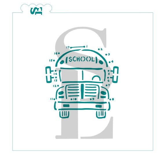 School Bus Connect The Dot PYO #2 Cookie Stencil