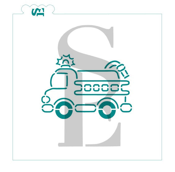 Fire Truck PYO cookie stencil