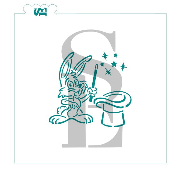 Magician Bunny and Hat Digital Design Cookie Stencil