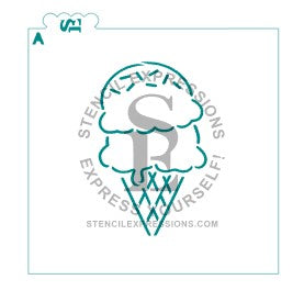 Ice Cream Cone PYO, "Scoop, There It Is" Sentiment, and Kawai'i Faces Stencil Digital Design