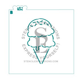 Ice Cream Cone PYO, "Scoop, There It Is" Sentiment, and Kawai'i Faces Stencil Digital Design