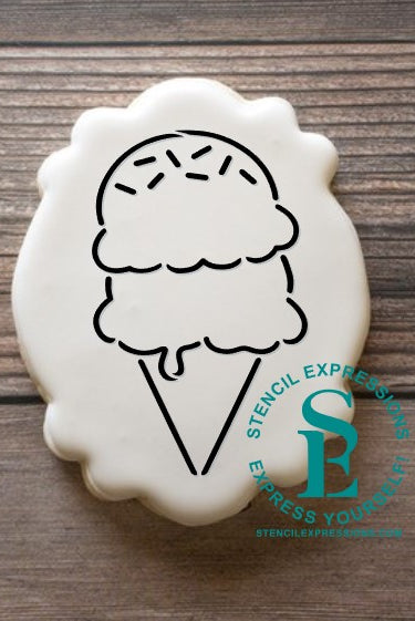 Ice Cream Cone PYO, Scoop, There It Is Sentiment and Kawai'i Faces Stencil Digital Design
