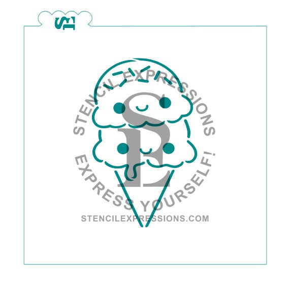 Ice Cream Cone PYO, Scoop, There It Is Sentiment and Kawai'i Faces Stencil Digital Design