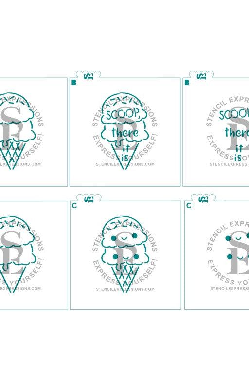 Ice Cream Cone PYO, Scoop, There It Is Sentiment and Kawai'i Faces Stencil Digital Design