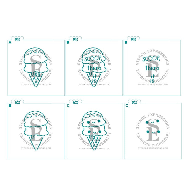 Ice Cream Cone PYO, Scoop, There It Is Sentiment and Kawai'i Faces Stencil Digital Design
