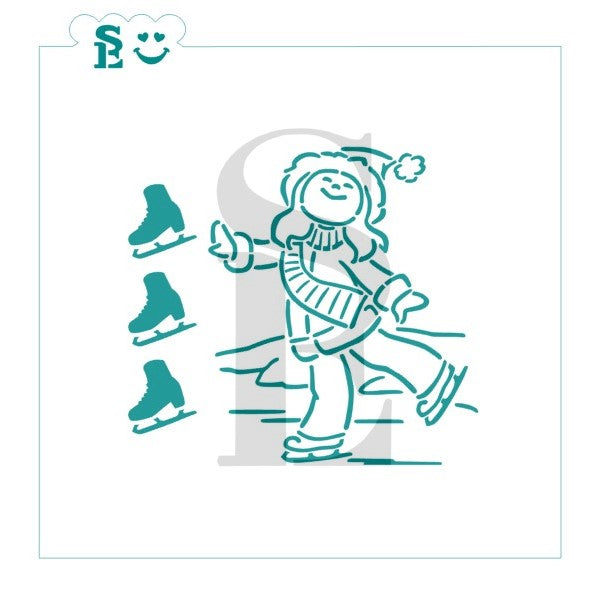 Ice Skater PYO Stencil for Cookies, Cakes & Culinary