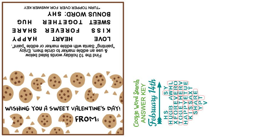 Valentine's Word Search PYO w/ Bonus Bag Topper & Answer Key Digital Design Cookie Stencil