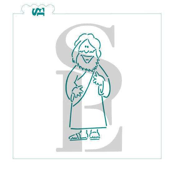 Flat Jesus PYO Digital Design Cookie Stencil