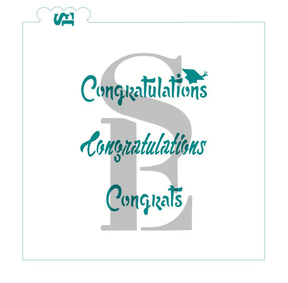 Congratulations 3-On-One Digital Design cookie stencil