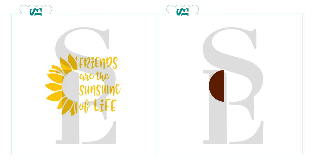 Friends Are The Sunshine Of Life Sentiment with Sunflower Stencil for Cookies, Cakes & Culinary