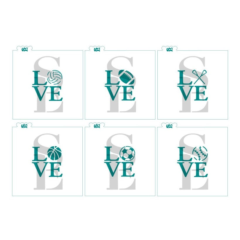 LOVE Sports Balls: Baseball, Basketball, Lacrosse, Football, Soccer, Volleyball Bundle Digital Design