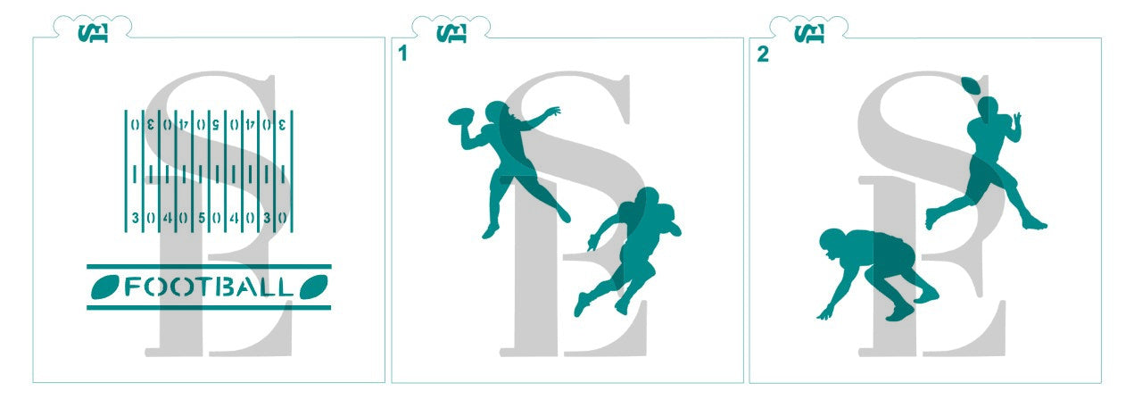 Football Player Silhouettes and Football Field Bundle Digital Design Cookie Stencil