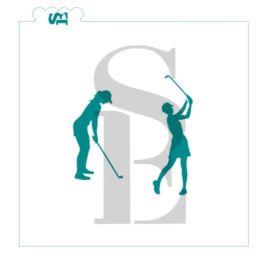 Golfer Female Silhouette Stencil for Cookies, Cakes & Culinary