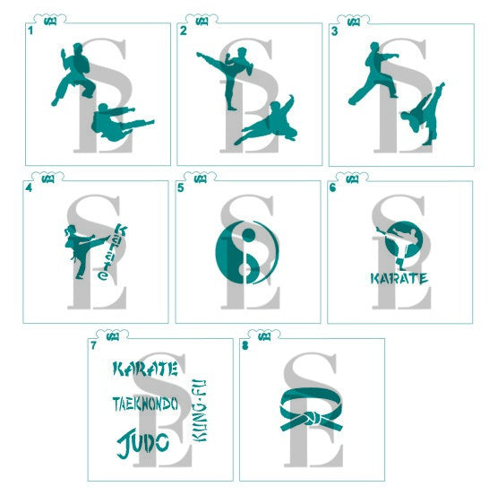 Martial Arts #1-8 Bundle Digital Download Cookie Stencil