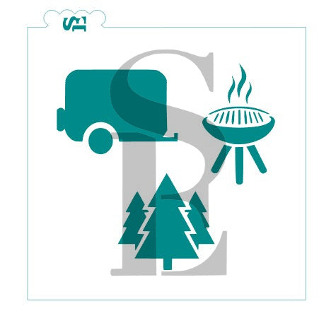 Camping and BBQ Bundle Digital Design cookie stencil